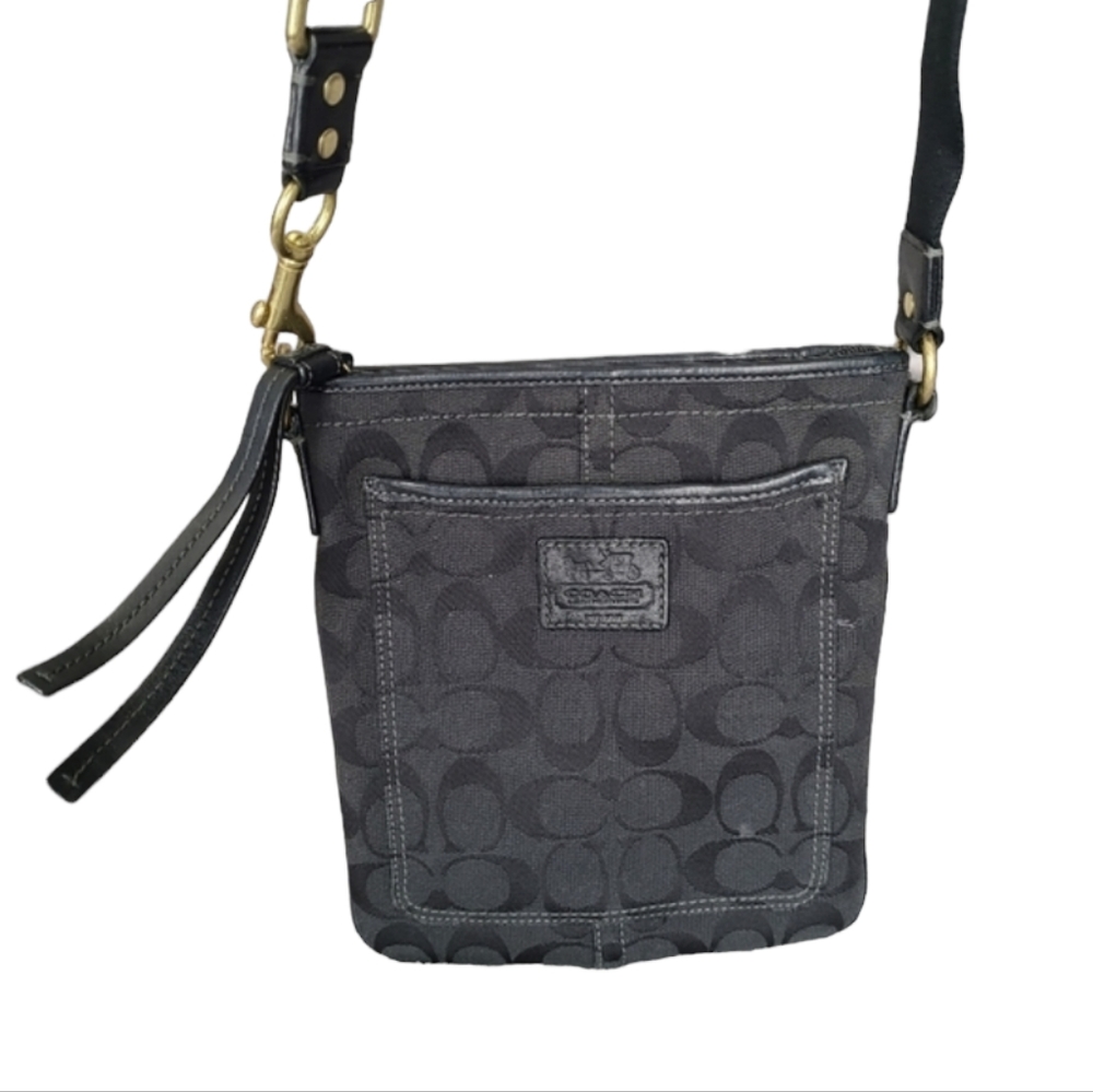 ❌️SOLD❌️ Coach Signature Crossbody Bag - Black - Picture 1 of 10